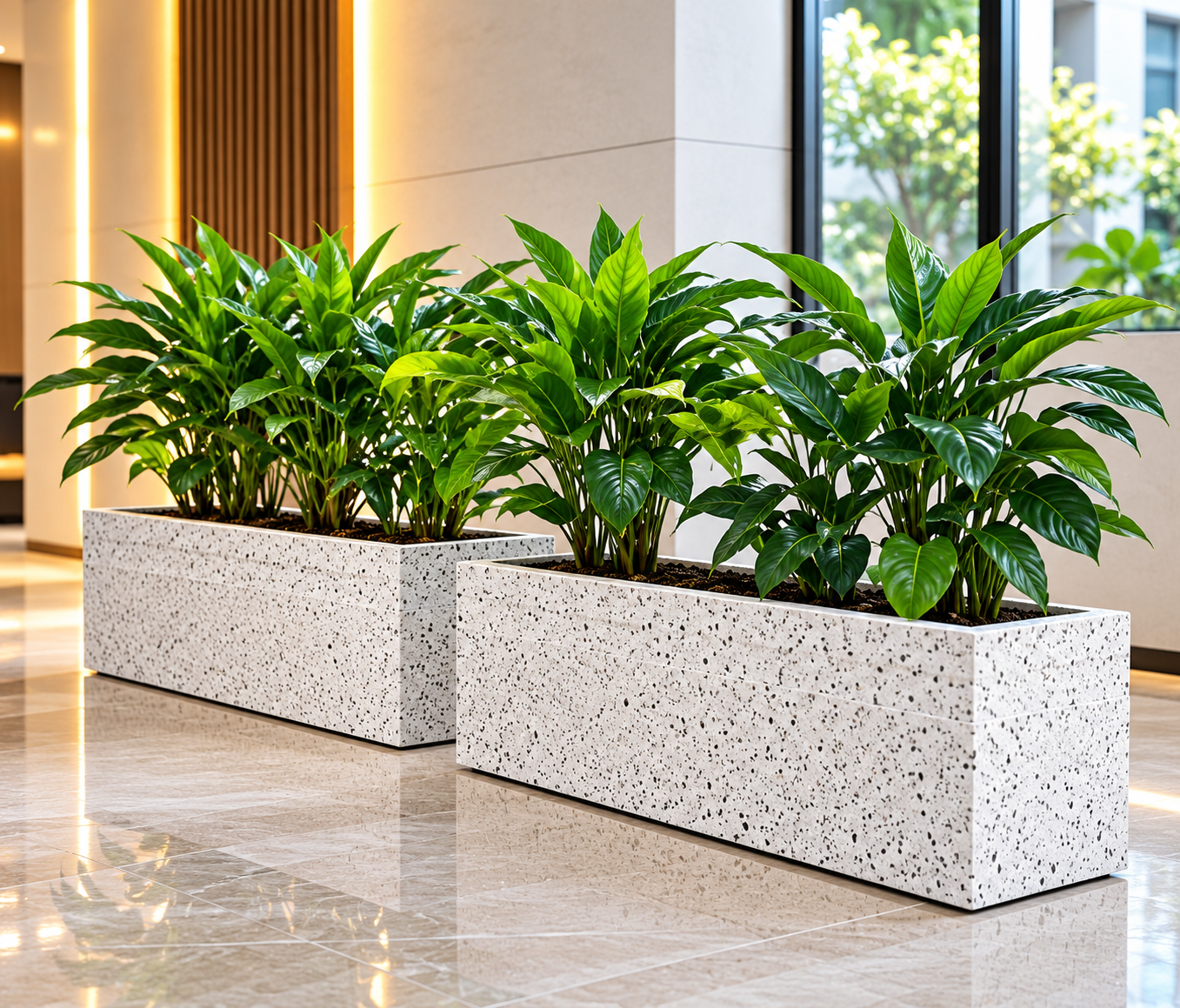 Modern Lobby Planters with Lush Greenery — Sugandha Farms & Nursery